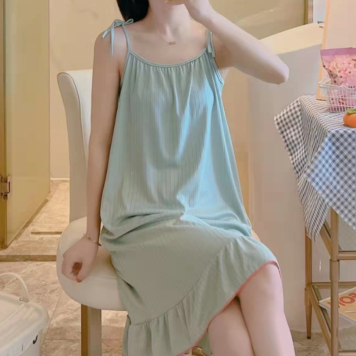 Pajamas de verano delgados de mujer en 2024 nuevo estilo coreano dulce estudiante sexy puro estilo simple vestido de pijama