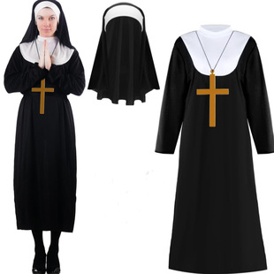 Halloween Adult Male Missionary Priest Costume Virgin Mary Robe Priest Nun Costume