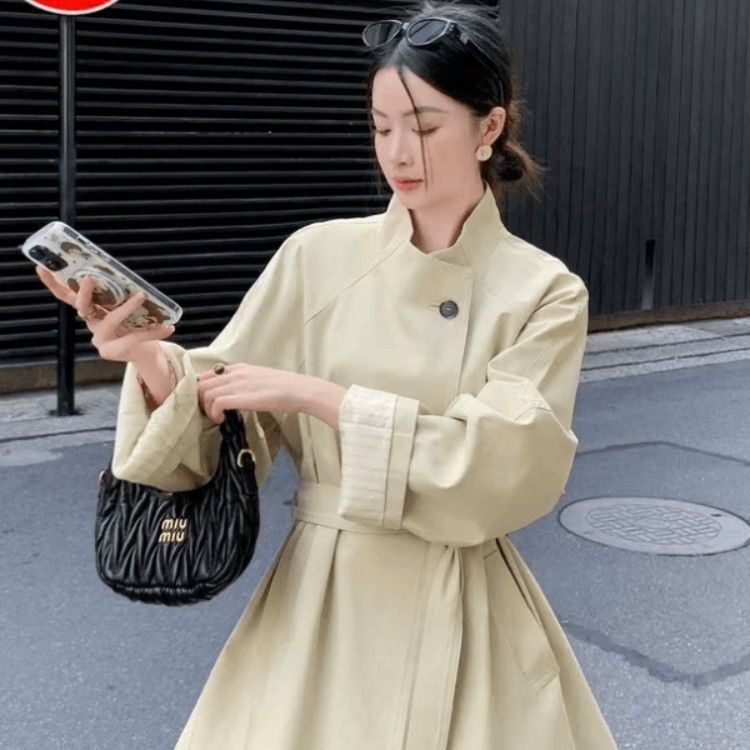 风衣2025春秋中长款百搭英伦女时尚小个子网红大小姐大码显瘦外套|undefined