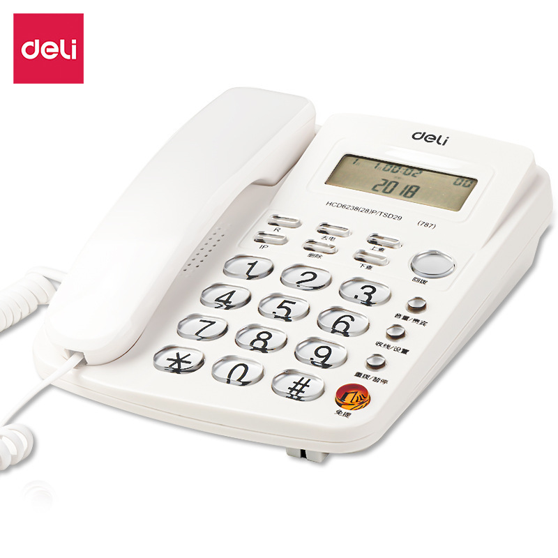 Deli Rope Telephone 787 Business Office Home Wired Landline Caller Display Hands-free Fixed Telephone