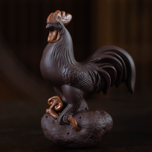Yixing purple sand tea pet chicken creative ornaments sculpture raw ore purple mud tea accessories Zodiac Ganoderma Rooster wholesale