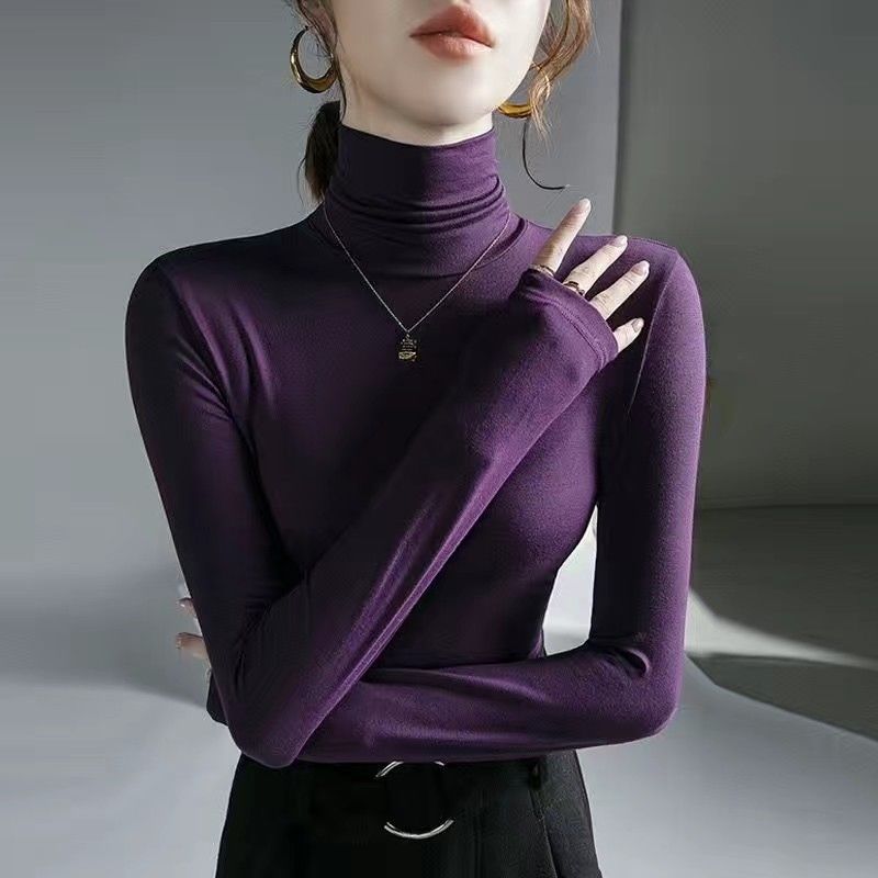 Modal High-Neck Long-Sleeve T-Shirt for Women, Autumn and Winter 2025 New Style, Stretchy Versatile Slim-Fit Base Layer with Stacked Collar