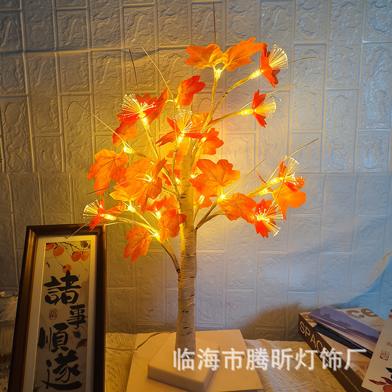 Luz de árbol LED rosa fruta ciruela color mariposa luz de abedul azul pálido hoja de arce huevo de oliva