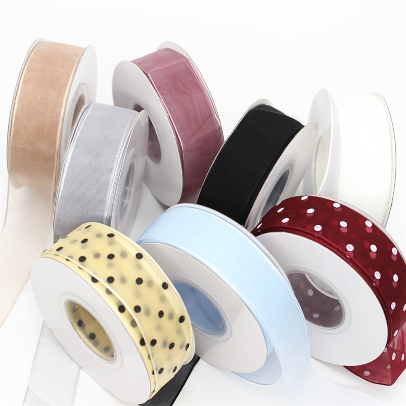 2,5 cm cinta de gasa decoración de la boda de vacaciones de oro cinta regalo del día de san valentín embalaje de la flor cinta de hilo de nieve