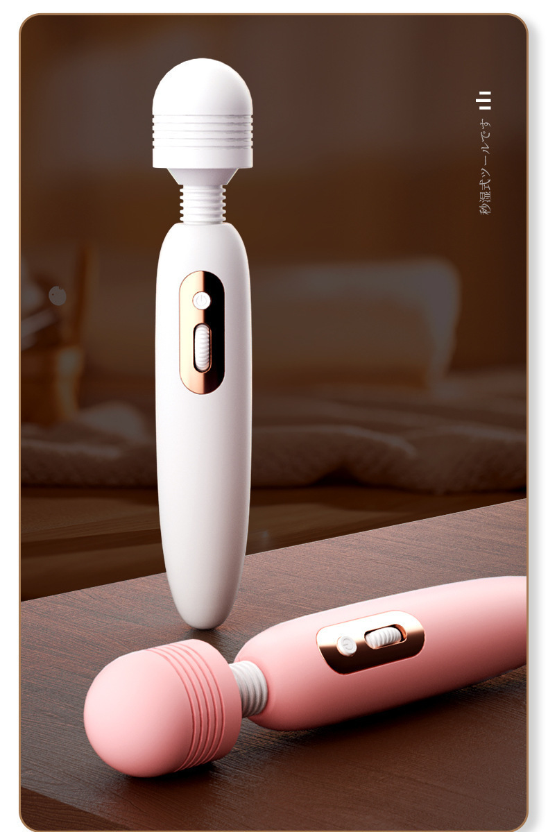 Mystery Miro AV Wand Vibrator, TPE, One-Button Control, 25.9 cm, White-Pink — detail image 5