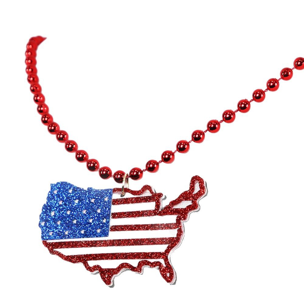 Nuevo collar del Día de la Independencia de Estados Unidos collar colgante de bandera de Estados Unidos decoración de fiesta de plástico chapeado collar