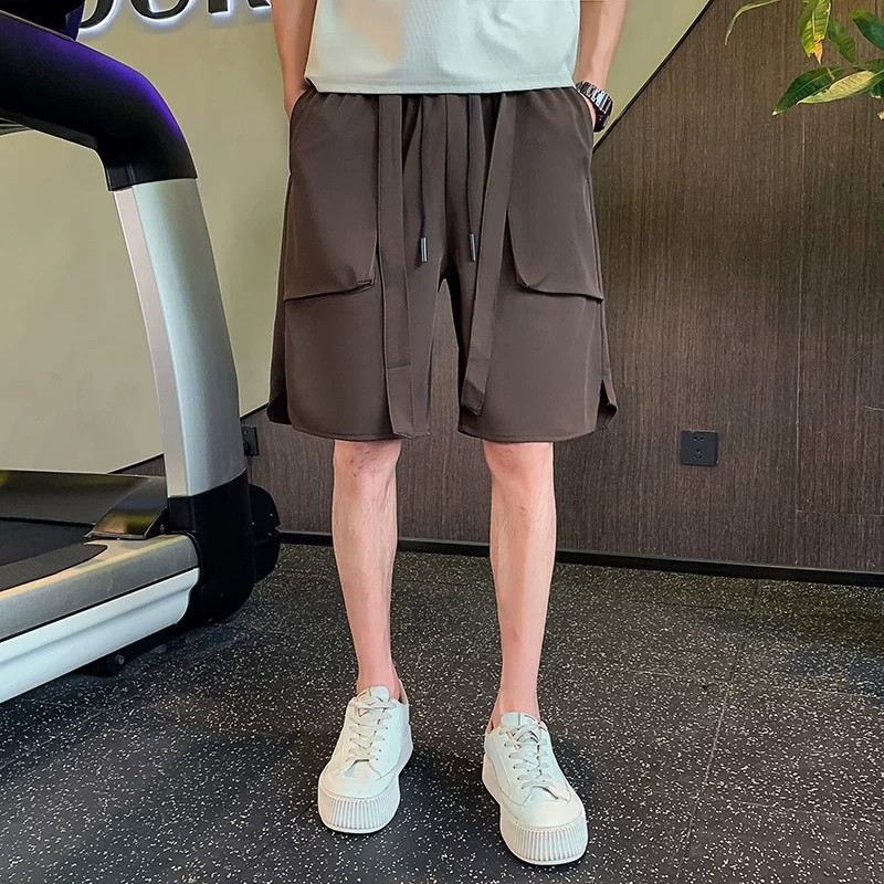 Men's Thin Casual College Style Loose Fit Cargo Shorts Trendy Versatile Functional 5 Inch_viptrois.com