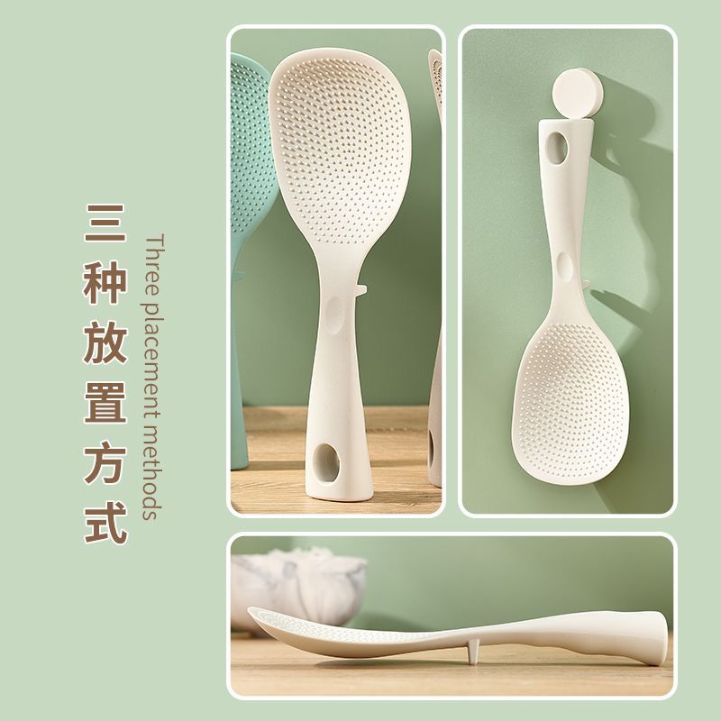 耐熱性のあるシリコン製の焦げ付き防止しゃもじ、家庭用炊飯器に使える、自立式で焦げ付き防止のしゃもじです。|undefined