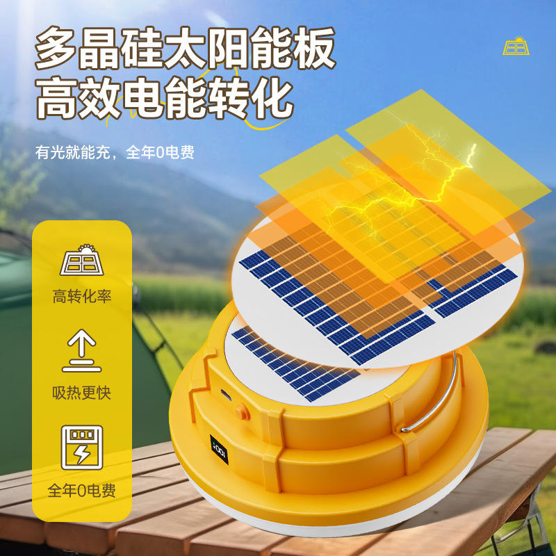 lámpara de iluminación recargable led mercado nocturno estand control remoto solar larga duración lámpara de acampamiento de emergencia al aire libre