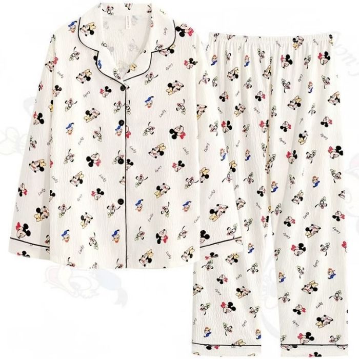 Al por mayor transfronterizo cien pijamas de verano mujeres 2025 nuevas nubes de algodón pantalones de manga larga dibujos animados lindos ropa para el hogar