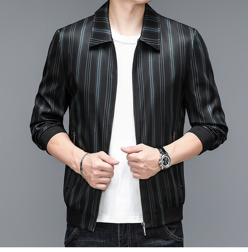 Men's Casual Lightweight Baseball Bomber Jacket With Lapel Collar_voghion.com