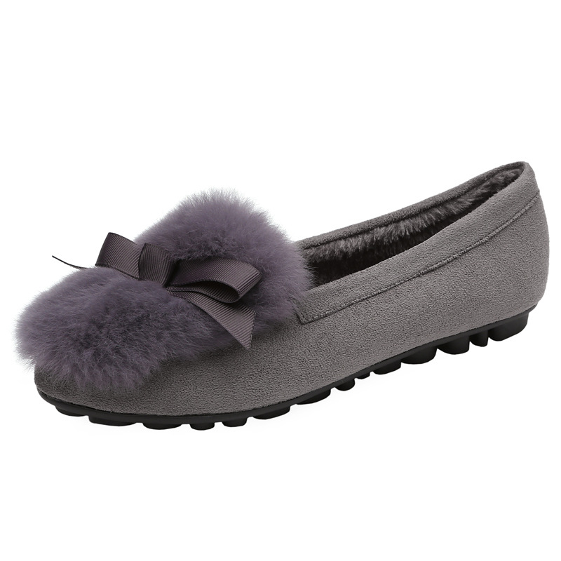 Estilo coreano de terciopelo de algodón bombas mocasines 2023 Otoño e Invierno Nuevos zapatos de felpa de las mujeres ropa exterior perezoso slip-on zapatos planos