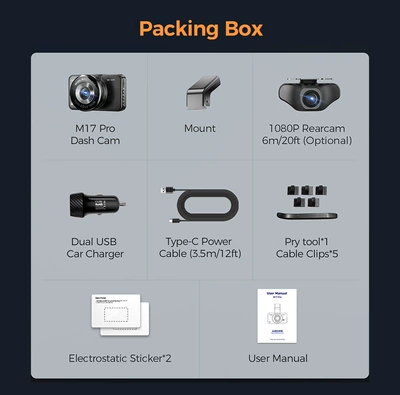 APP interconnection, Driving recorder - standard-configuration-host-power-supply-bracket-rear-camera-only-dual-lenses-dual-lens