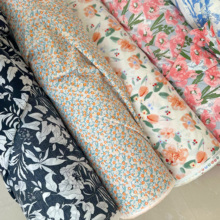 60支110×110精纱府绸印花布料 粉芙蓉 面料 尾单