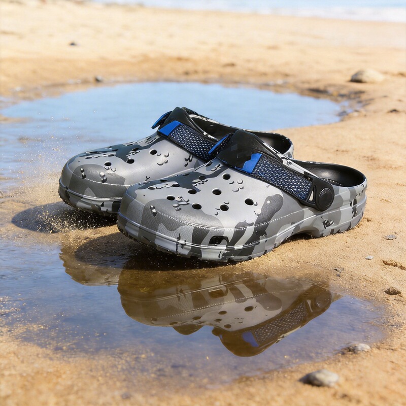 Classic Celebrity-Style Camouflage Transfer Print Summer Clogs, Beach Sandals, Unisex Large Size Non-Slip Sandals Classic Celebrity-Style Camouflage Transfer Print Summer Clogs, Beach Sandals, Unisex Large Size Non-Slip Sandals