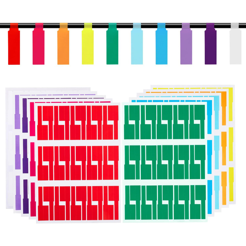 Cross-Border Hot-Selling A4 Color Adhesive Wire Stickers, Printable Waterproof and Tear-Resistant Network Cable P-Shaped Cable Labels