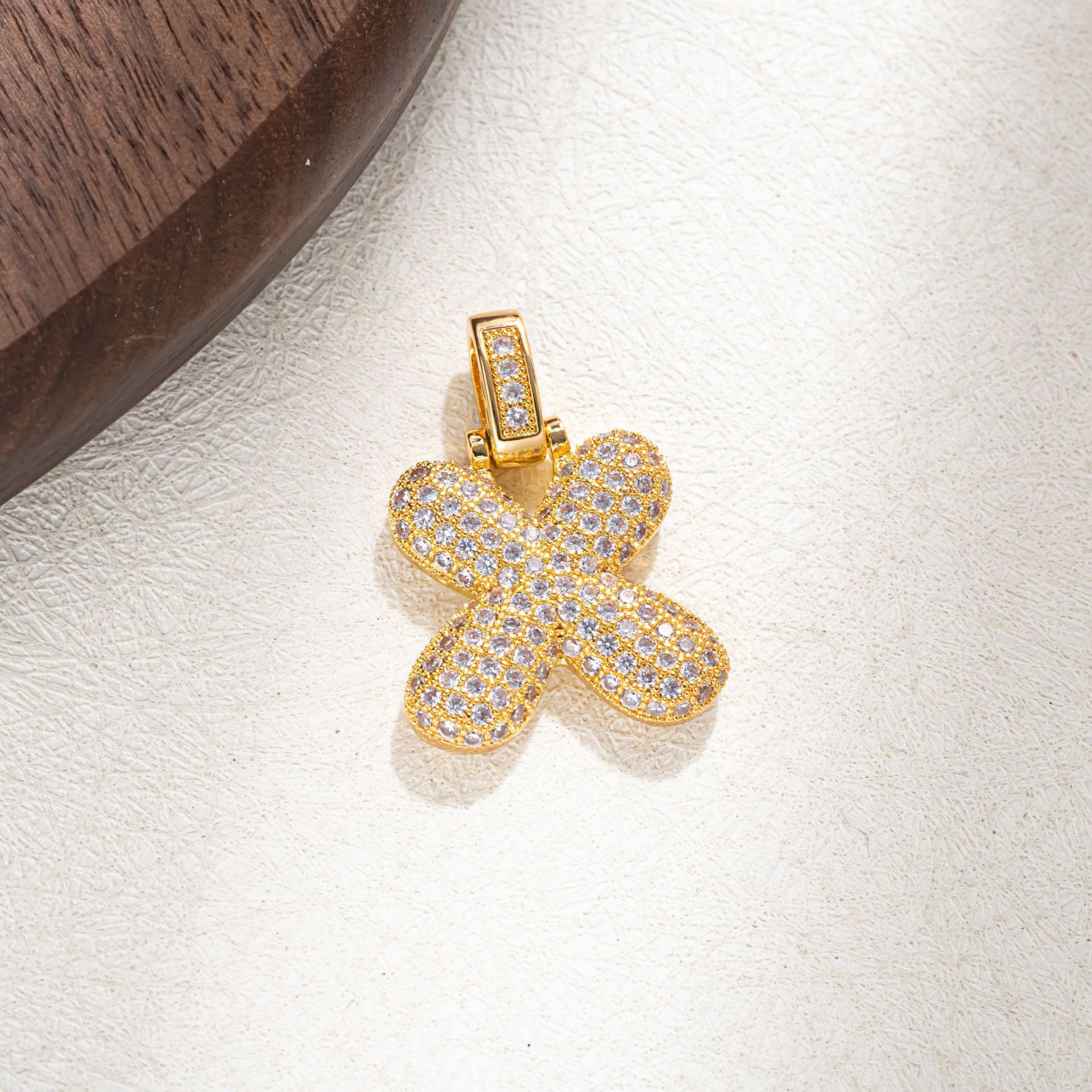 7g Weight Pendant Jewelry Making Type Golden Plated Plating Material Zircon Inlay Material 1 Piece Quantity Casual Occasion Copper Material Letter Pattern Women's Gender Simple Style Style Plating Craft 1 Piece Copper Zircon Letter Pendant 25