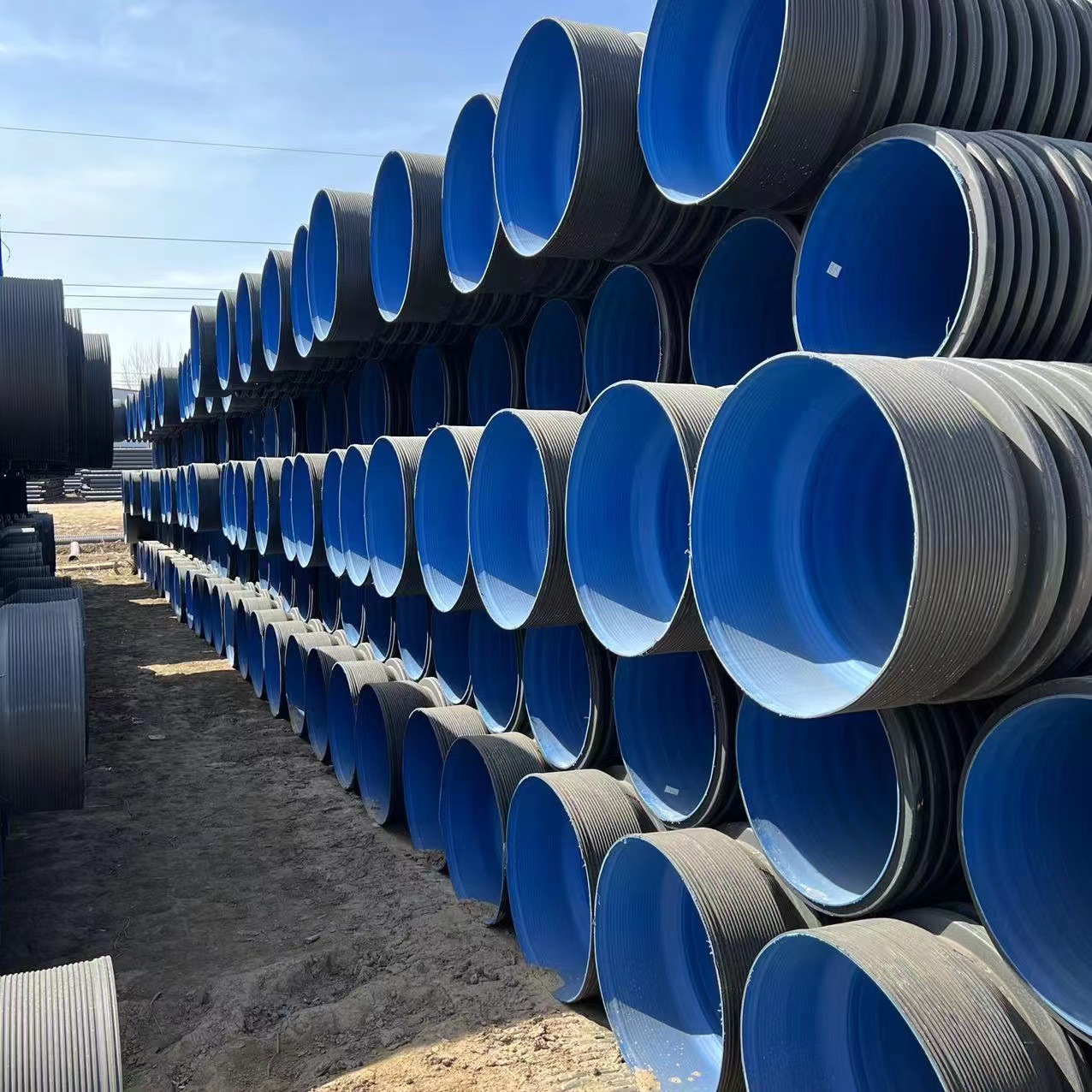 hdpe双壁波纹管黑色聚乙烯大口径dn400PE污水管市政工程排污管道