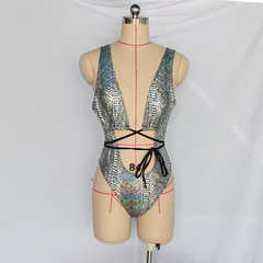 2023 Sexy Export Swimwear New One-piece Sexy European and American PU Leather Strappy Swimsuit Cross-border Women's Swimsuit