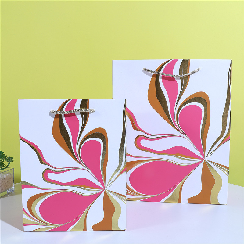 情人节花瓣纸质白卡手提袋包装袋现货批发跨境专供服饰店伴手礼袋