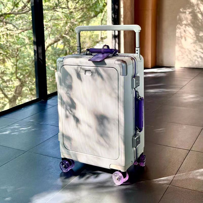 Front Opening Suitcase Aluminum Frame Roller Suitcase Trolley Case Women's Suitcase Small Box 20inch Travel Suitcase Front Opening Suitcase Aluminum Frame Roller Suitcase Trolley Case Women's Suitcase Small Box 20inch Travel Suitcase