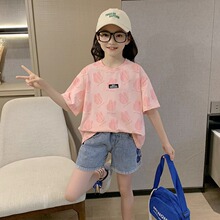 女童t恤夏季2025新款韩版洋气儿童短袖夏装小女孩半袖体恤上衣潮