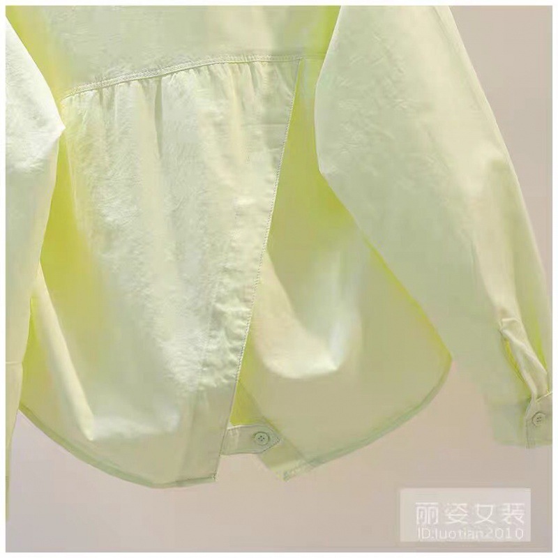 100 Cotton Short Shirt Women Design Sense Back Split Loose Long Sleeve Shirt 2024 Spring Thin Coat Top