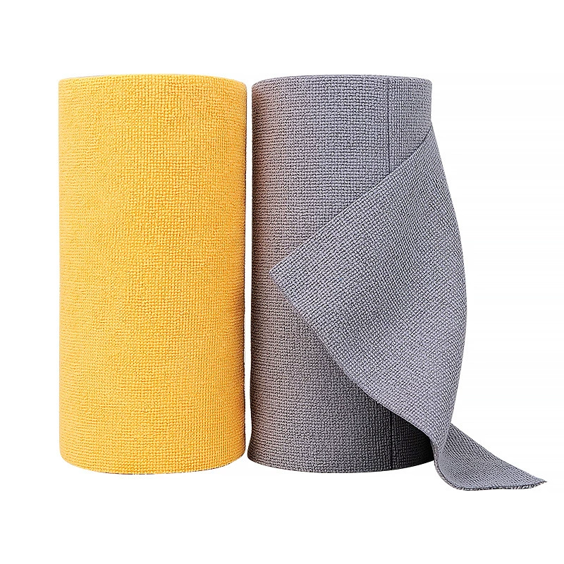 Hand‑torn microfiber cleaning roll, polyester, sizes 25×25 cm and 30×30 cm, 12/20/50‑sheet options