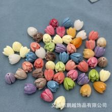 仿珊瑚9X12MM立体兰花 图形贝壳粉压DIY发饰项链手链配饰批发