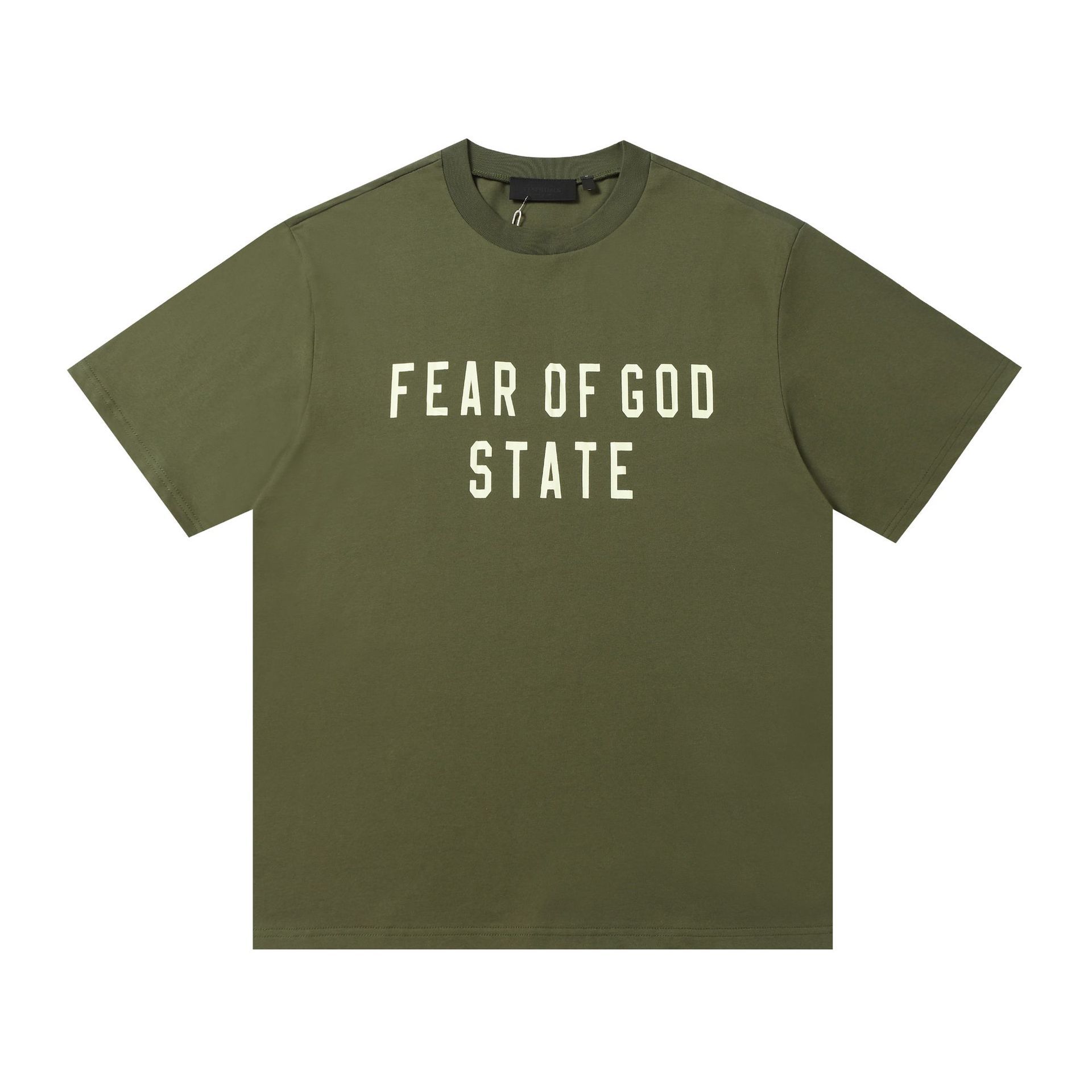 Una pieza de la marca de moda FOG de doble línea ESSENTIALS letra con lema impreso camiseta de manga corta para hombres y mujeres media manga en la calle