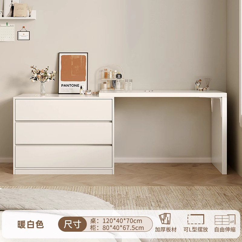 1.2m mesa 0.8m tres cajones blanco cálido