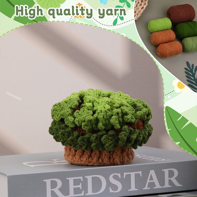 跨境热卖钩针材料包绿花杯垫绿植装饰DIY家居装饰品支持代发