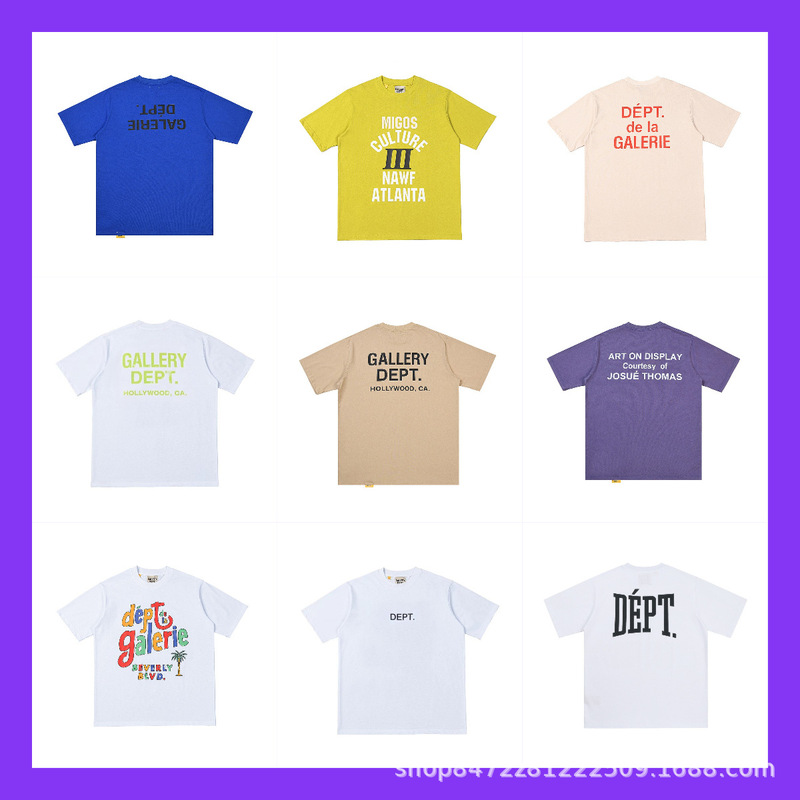 Summer American High Street Style Gallery Dept Letter Print Pattern Loose Casual Round Neck Short-Sleeved T-Shirt for Men and Women Summer American High Street Style Gallery Dept Letter Print Pattern Loose Casual Round Neck Short-Sleeved T-Shirt for Men and Women