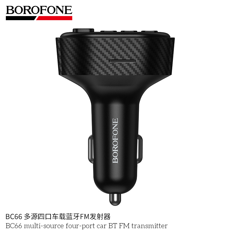 BOROFONE BC66 Car Four-Port 2A2C Bluetooth FM Transmitter Car Fast Charger USB Playback Hands-Free Calling
