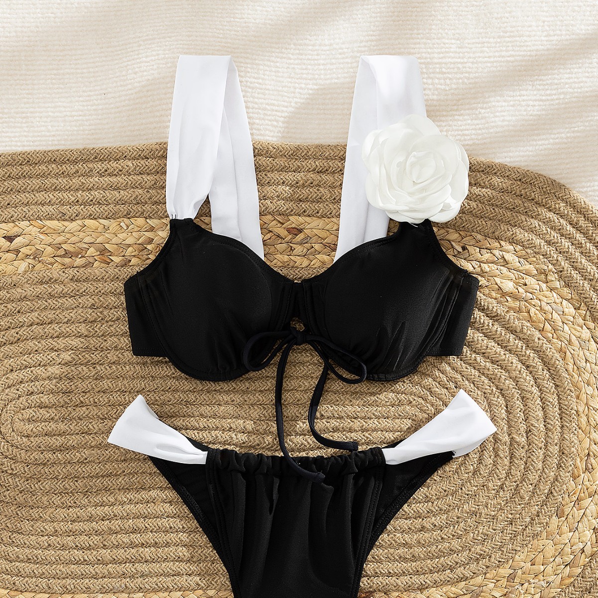 2025 nuevo comercio exterior europeo y americano sexy bikini color de contraste divisor trajes de baño de mujeres AliExpress Amazon trajes de baño explosivos