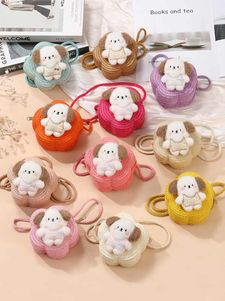 64g Weight Weave Fashion Element Zipper Closure Type Single Shoulder Strap Strap Type Straw Bag Bags Type Casual, Holiday Occasion Straw Material Animal, Cartoon Pattern Spring&Summer Season Kid'S Gender Cute Style Round, Heart-shaped Shape Kid'S Straw Animal Cartoon Cute Weave Round Heart-shaped Zipper Straw Bag 19