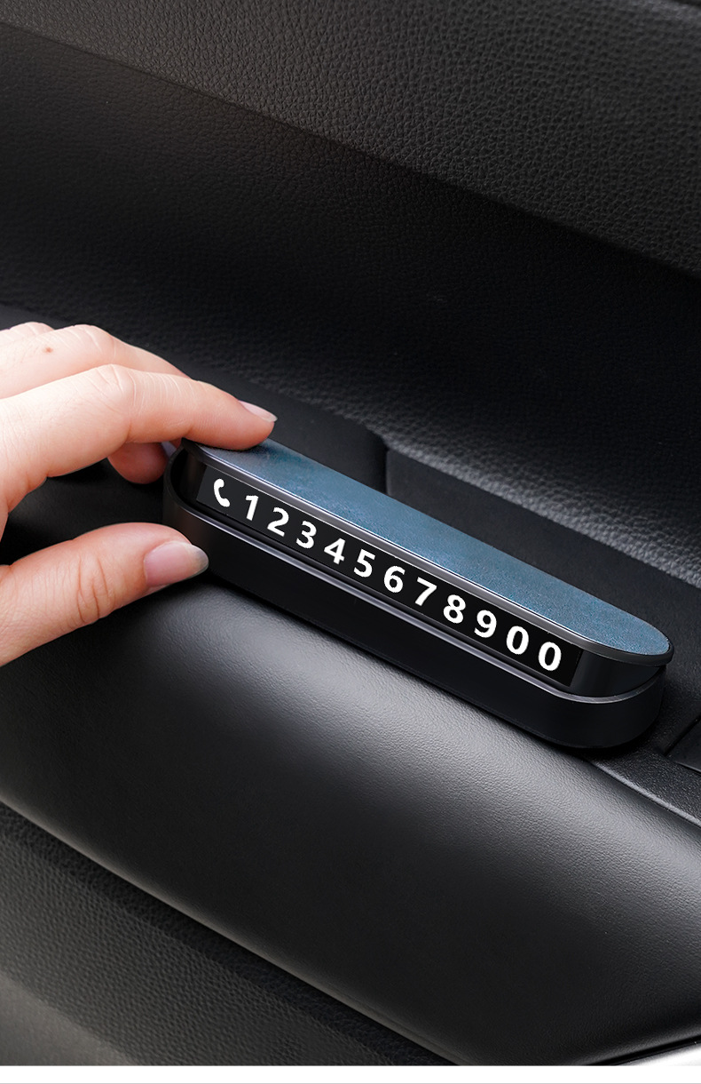 Temporary Parking Number Plate for Moving Car, Car Ornaments, Luminous Car-Mounted High-End Leather Moving License Plate