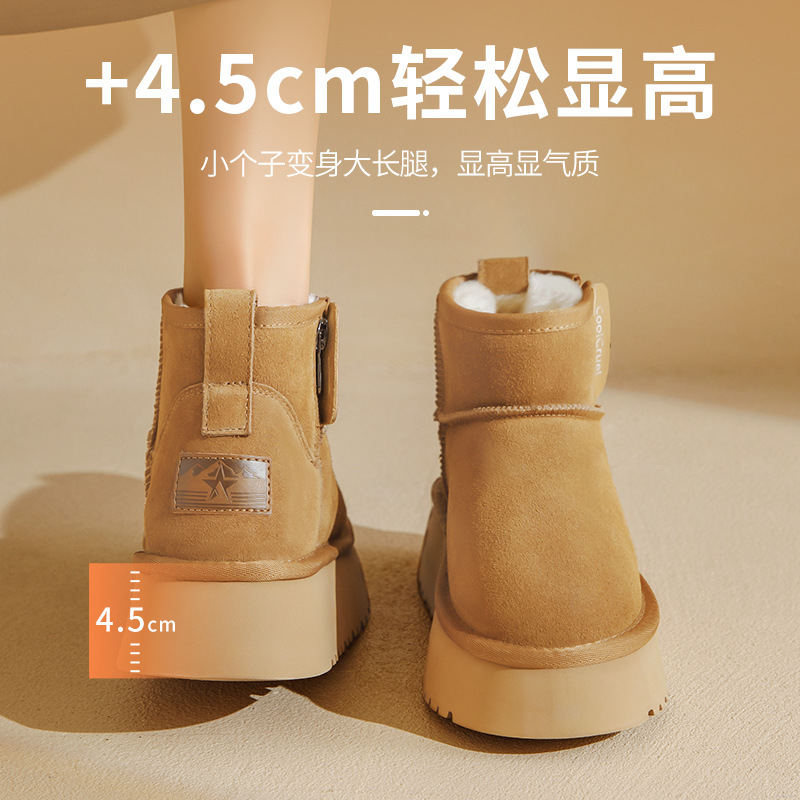 Botas de nieve de fondo grueso para mujeres en invierno de 2025 nuevos zapatos de algodón grueso de lana clásica botas cortas de lana