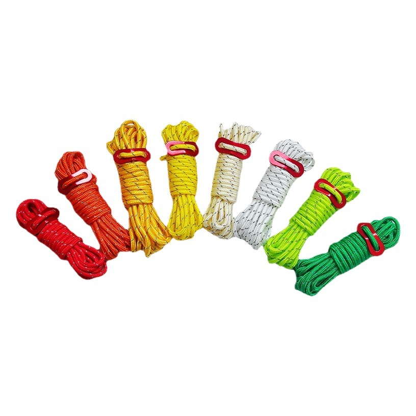 Suministro directo transfronterizo de cuerda de camping al aire libre carpa cuerda vinculante dosel cuerda a prueba de viento cuerda reflectante fija en stock fábrica al por mayor