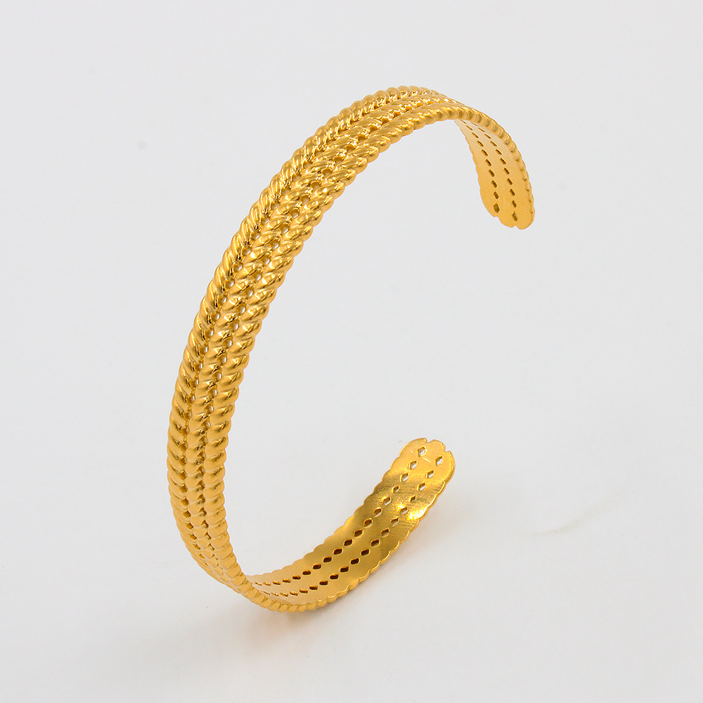 15g Weight Bangle Classification 1 Piece Quantity Daily Occasion Stainless Steel Material Geometric Pattern Plating Design Simple Style Style Simple Style Geometric Stainless Steel Plating Bangle 1 Piece 6