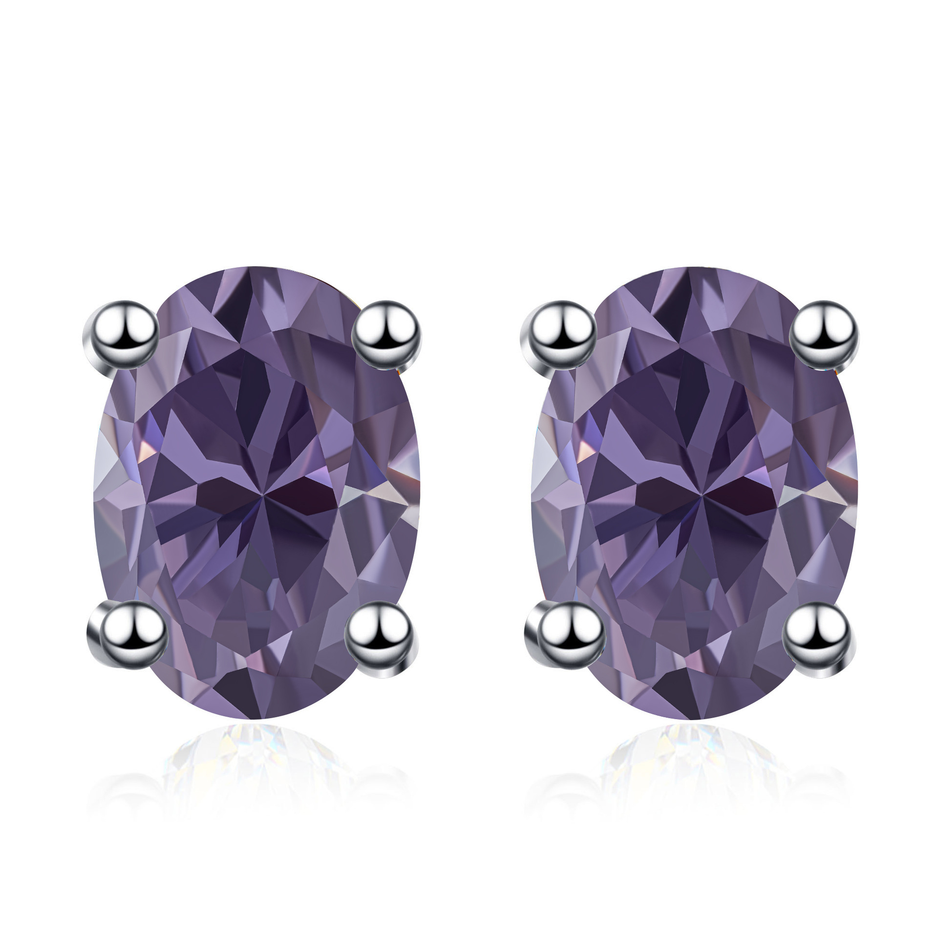 Color huevo 1CT moissanite orejetas rosa moissanite orejetas S925 joyería de plata esterlina exclusiva transfronteriza