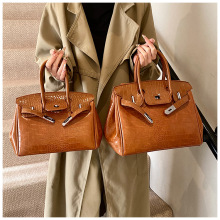 欧美复古时尚包包新款潮流鳄鱼纹大容量凯莉包休闲百搭网红手提包