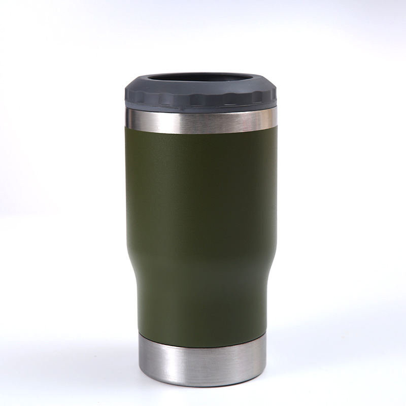 Transfronterizo 14oz al aire libre portátil tanque de frío de doble capa de pulverización de vacío taza de aislamiento de plástico creativo auto-construido abridor de botellas de vidrio de cerveza