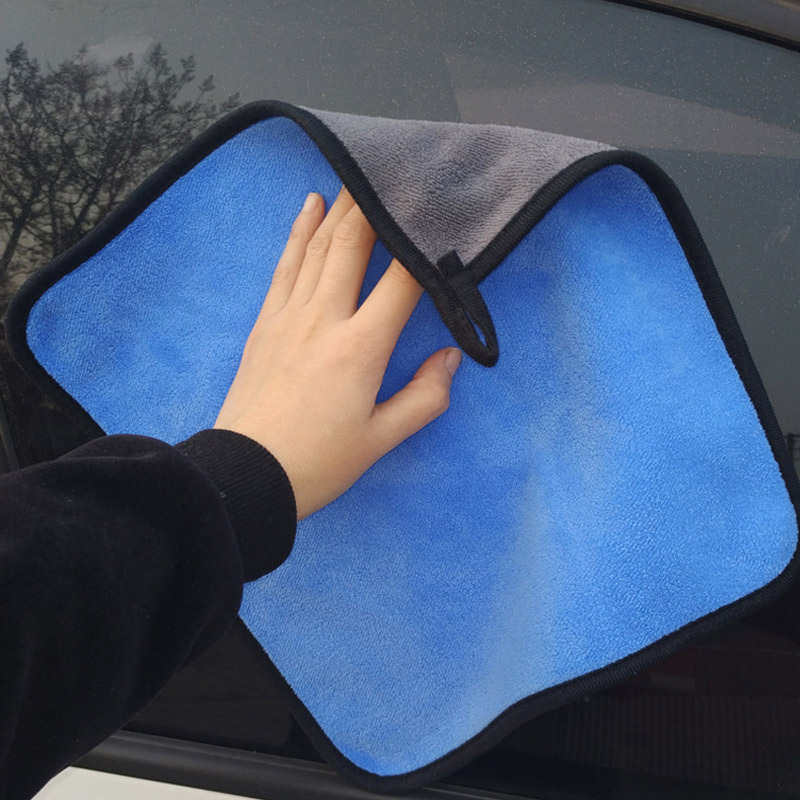 Toalla de lavado de autos de lana de coral de alta densidad Toalla de auto gruesa de doble cara Toalla de limpieza de vidrio absorbente Toalla de limpieza de autos