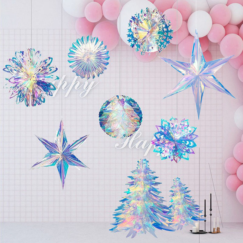 Laser Star Garland Decorations For Valentine's Day New Year's Eve Annual Meeting Birthday Party Supplies Mall Hanging Items_voghion.com