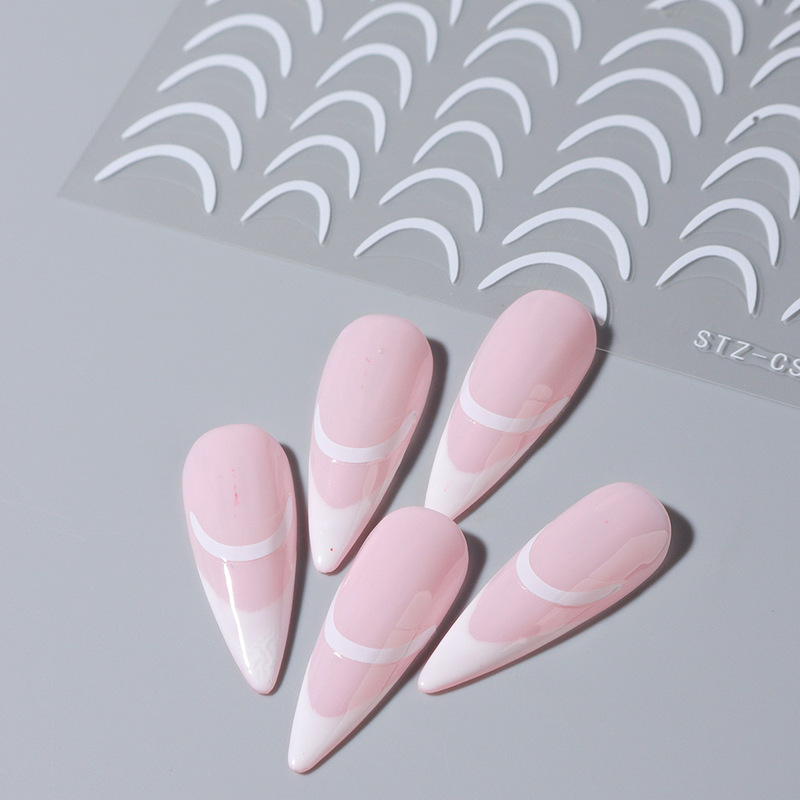 国境を越えた新しいネイルシール3dフランス笑顔三日月線にバックゴム爪に卸売りnailを貼る|undefined
