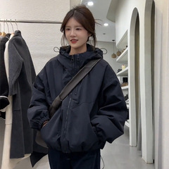 短款夹棉加厚连帽冲锋衣外套女秋冬新款2025爆款百搭小个子棉服潮