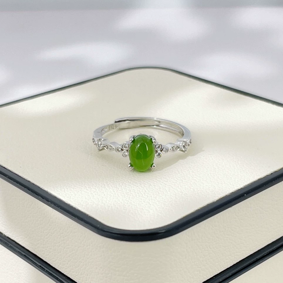 Кольцо Hetian Jade Jasper S925 Серебряное модное универсальное высококачественное элегантное женское нишевое ювелирное изделие Серебряное кольцо 2A52.