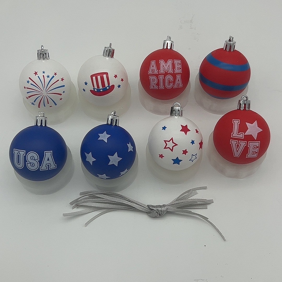 Día de la Independencia transfronteriza de los Estados Unidos 3cm 5cm Navidad bola de decoración de plástico Día Nacional de la atmósfera bola de decoración