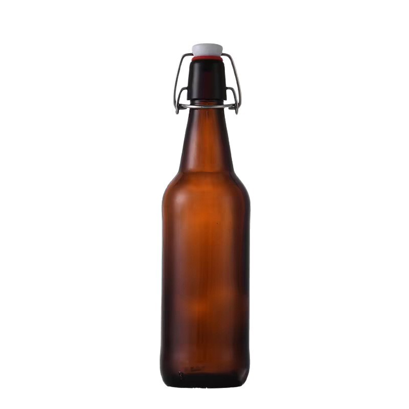 スナップオンガラス酵素ボトルスイングキャップジュースドリンクビールボトル茶色の厚みのある防爆果実酒ボトル 500 ミリリットル|undefined